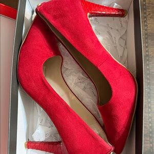 Rialto Red Suede High Heel Pumps - Women's Elegant Pointed Toe